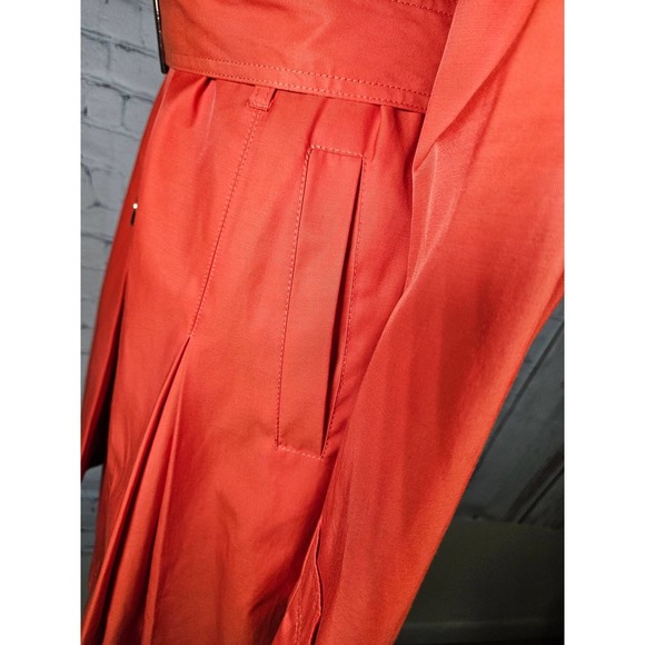 Michael Kors Women's Orange Hooded Rain‎ Coat Belted Gold Buttons Small - Picture 5 of 13